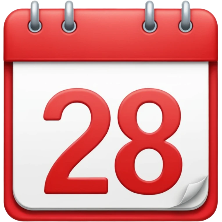 calendar with number 28 red top emoji