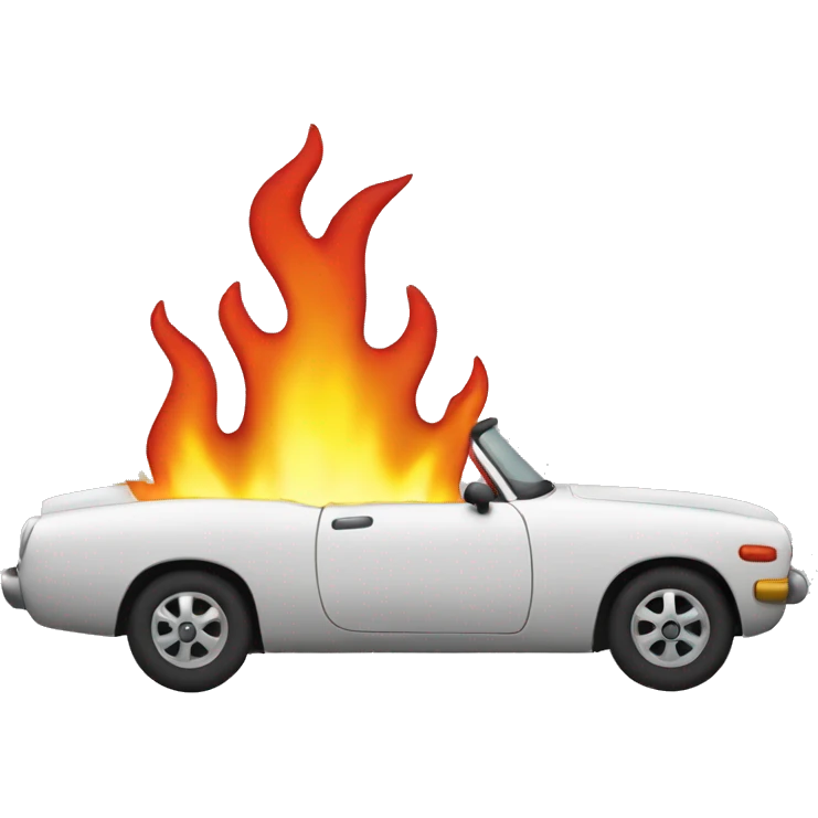 car with fire and name laura emoji