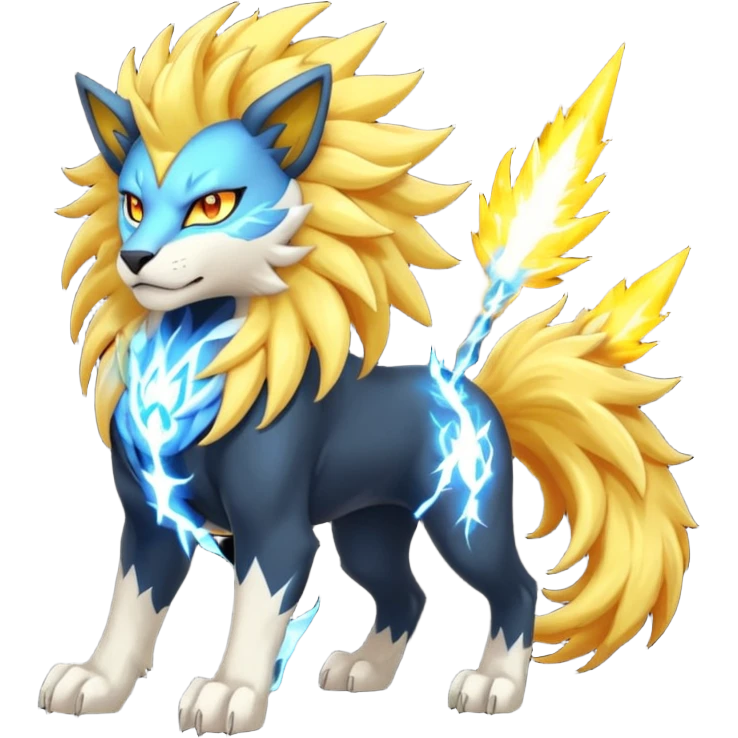 Pyroar-Solgaleo-Luxray-Fakémon-hybrid-creature (full body)  emoji