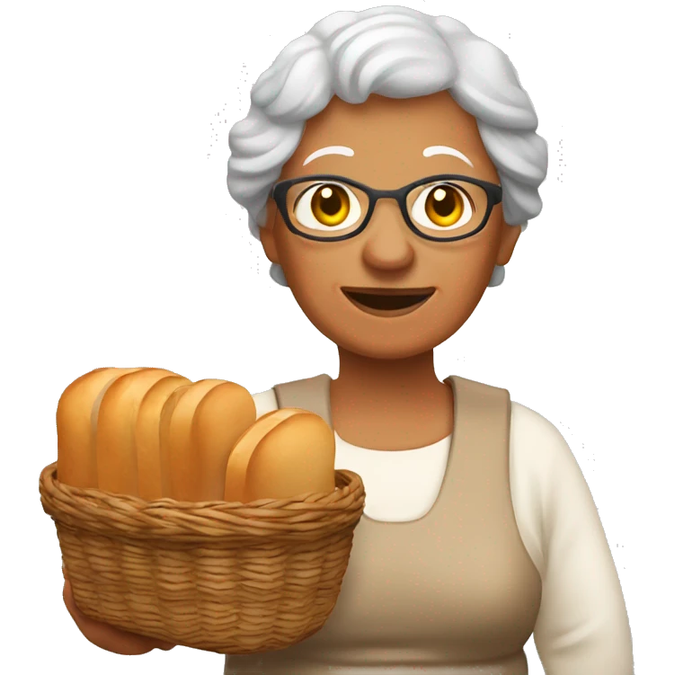 grandma with bread basket emoji