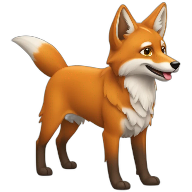 Renard sur un chien emoji