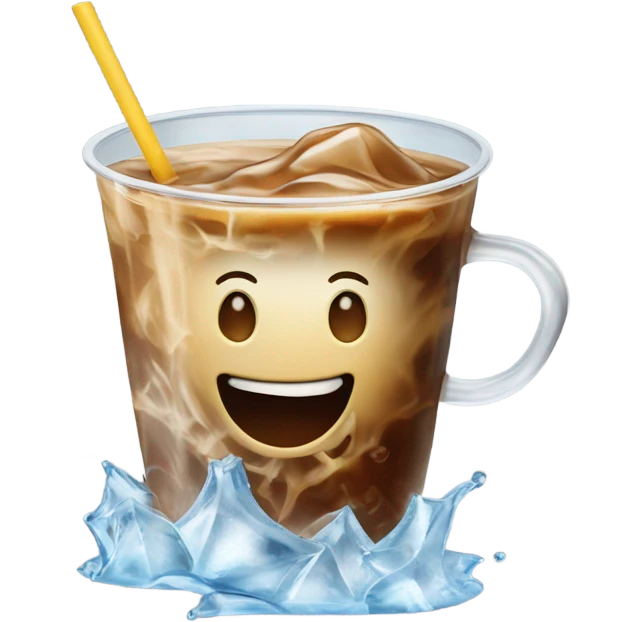 Dancing ice coffee emoji