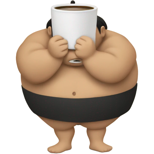 sumo wrestler with coffee emoji