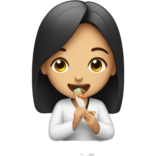 girl eats sushi emoji