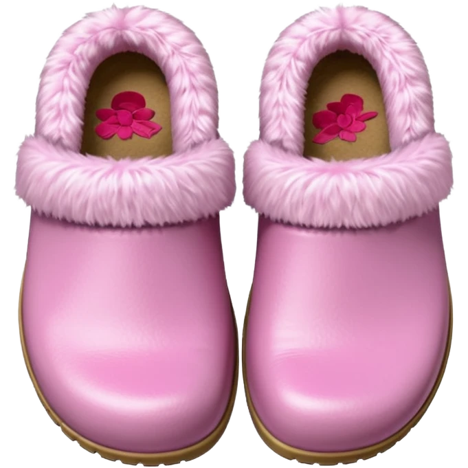 crocks with fur liningin pastel pink color emoji