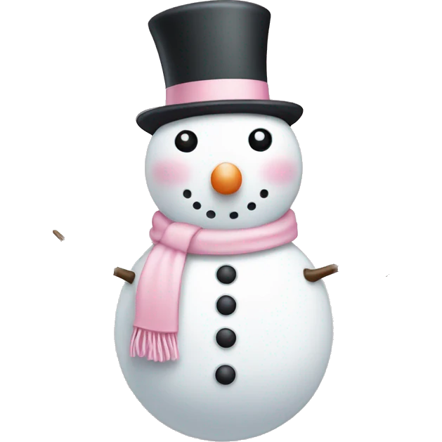 Cute white and light pink snowman emoji