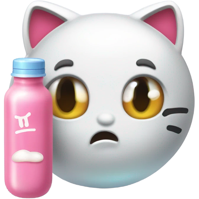 Crying sad tears depressed with a pill bottle hello kitty emoji