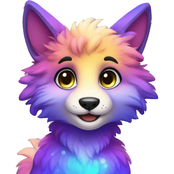 Colorful gradient-Sparkle-nebula-fursona anthropomorphic furry full body emoji