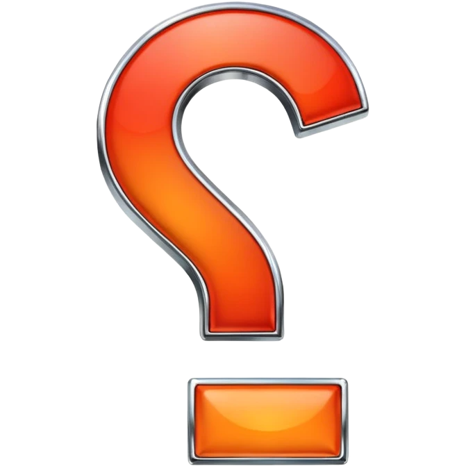 red-and-orange colored question mark with the chrome effect emoji
