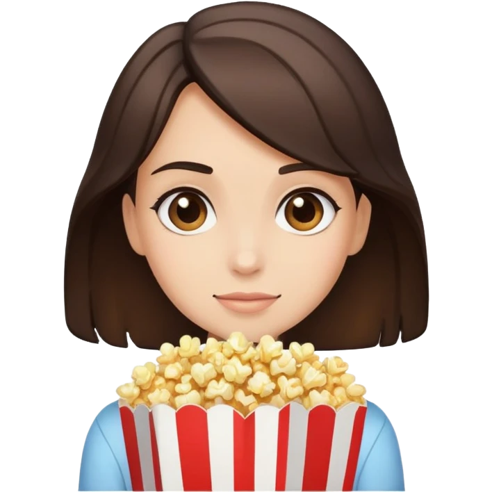 Brunette girl holding a bag of burned popcorn  emoji