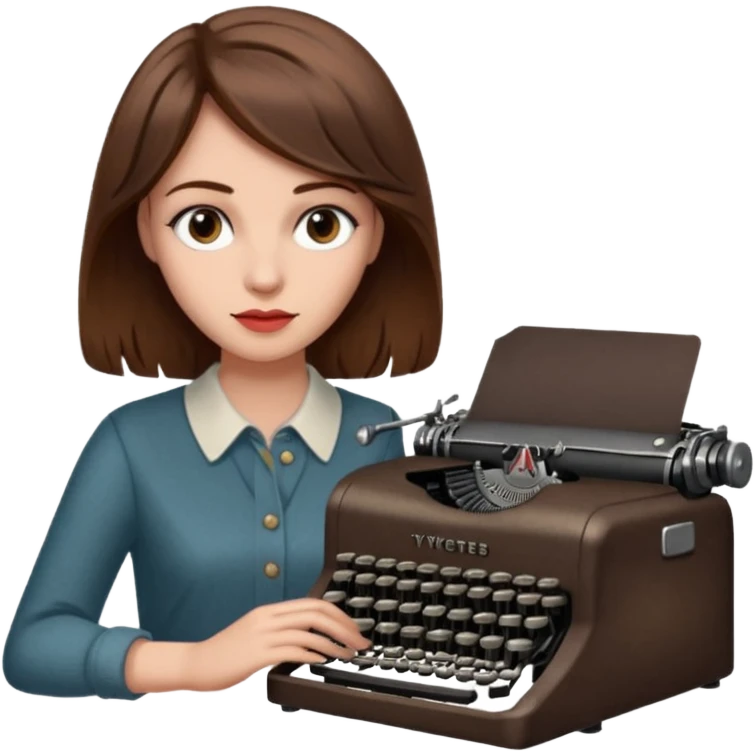 woman with vintage typewriter emoji