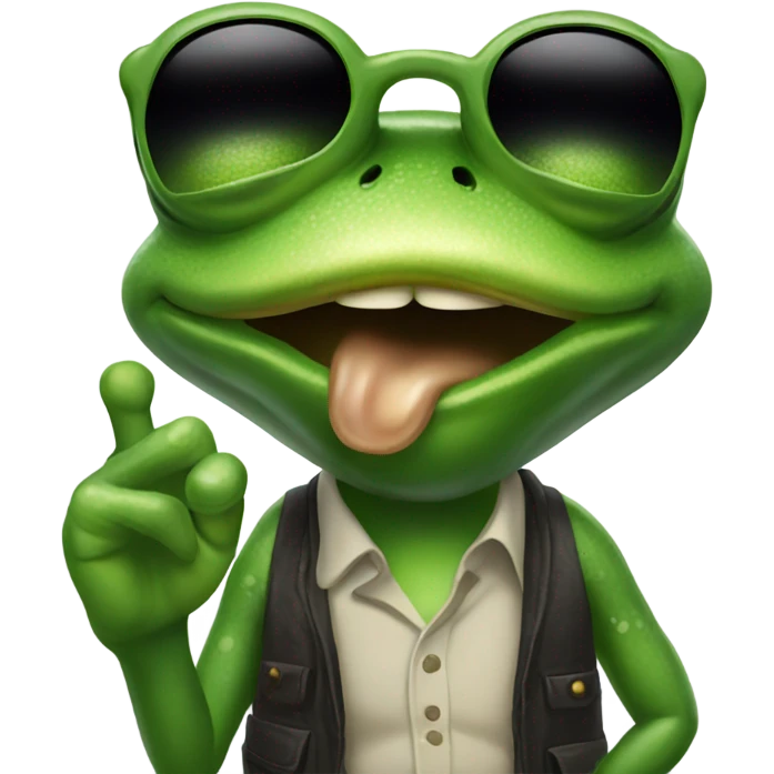 frog with middle finger and sunglasses emoji