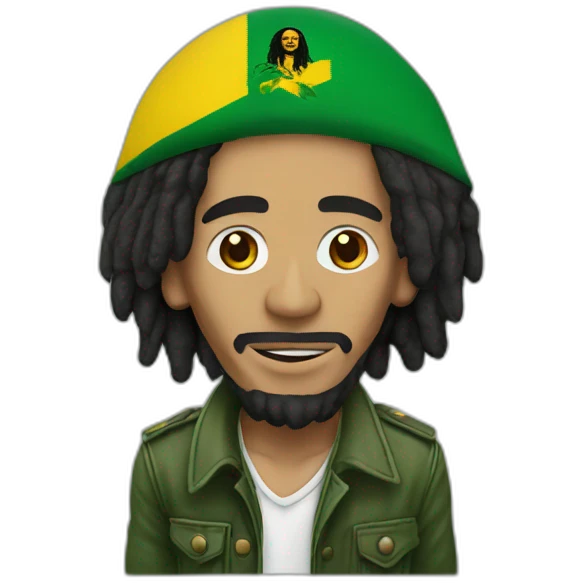 bob marley with head in jamaica flag colors emoji