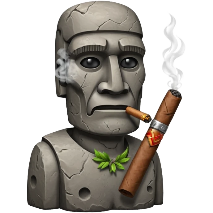 Image of moai smoking a cigar emoji
