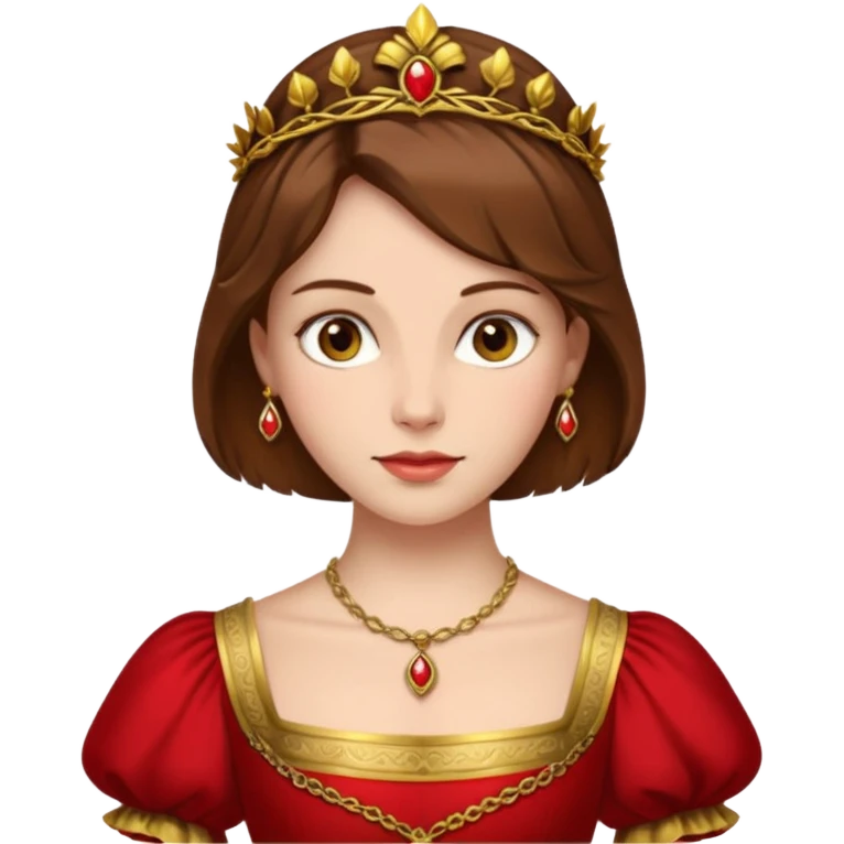 Renaissance lady – brown hair, red dress with gold trim emoji