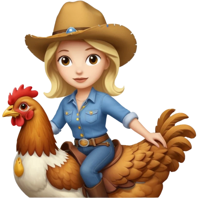 White woman  on chicken emoji