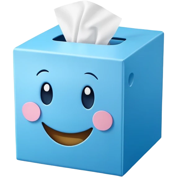 Blue tissue box with a cute smile. emoji
