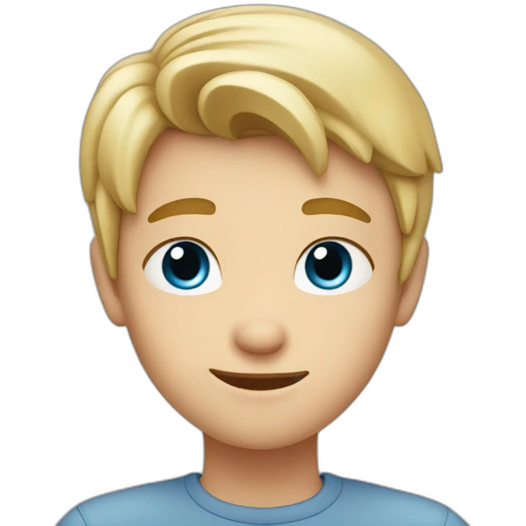 young blond man with gray-blue eyes makes a heart with his hands emoji