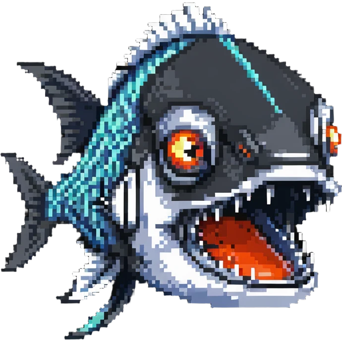 angry fish head logo with sharp teeth emoji