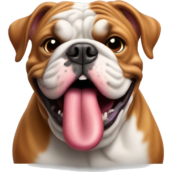 Red English bulldog fat tongue out  emoji