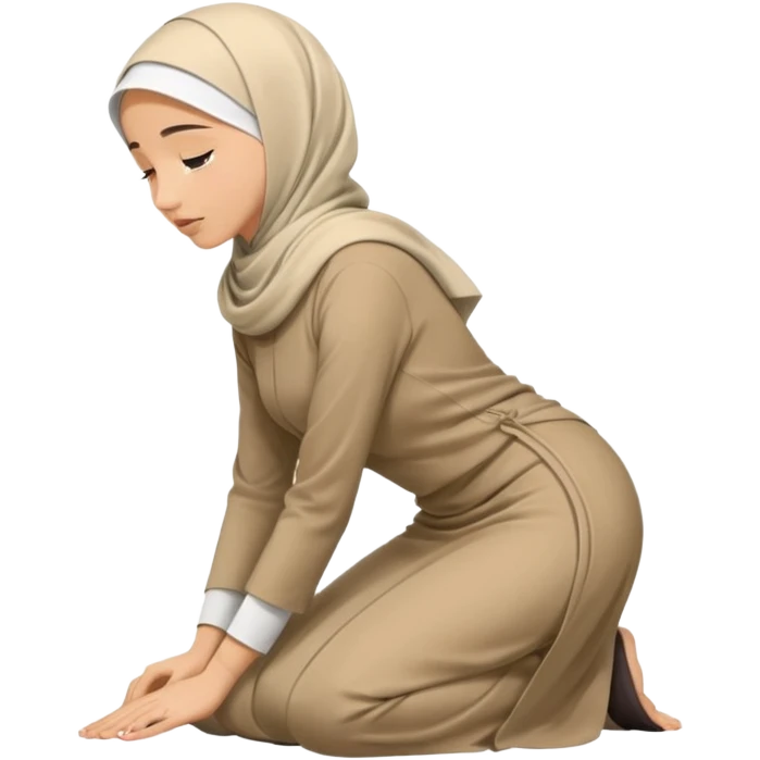 Islamic Woman Kneeling prostrated side view bent forwards emoji