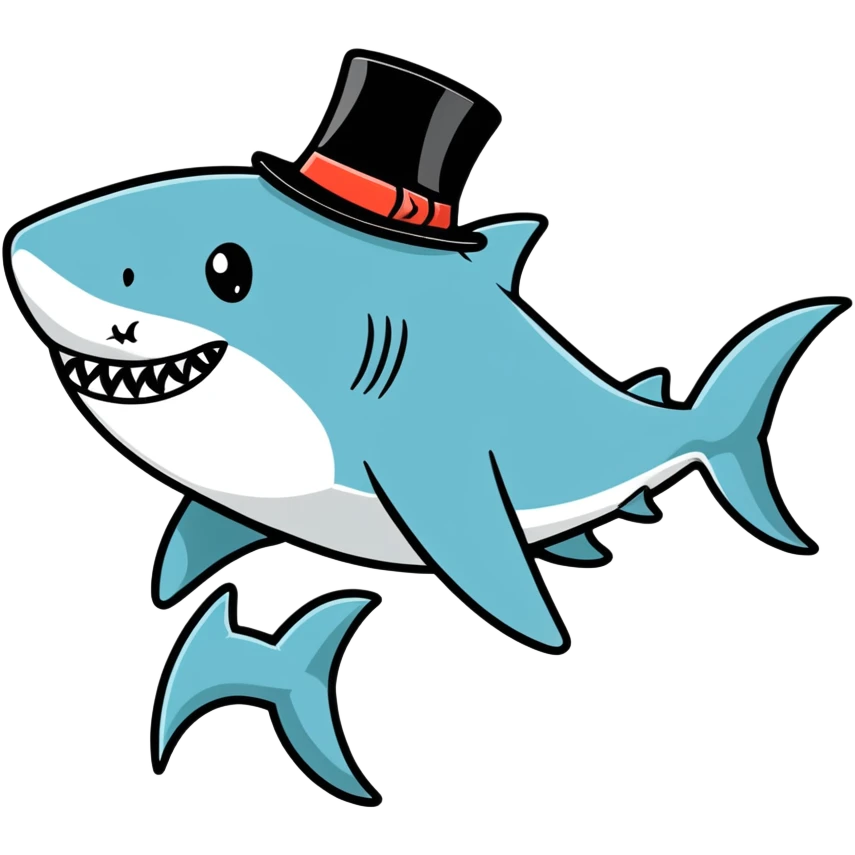 Shark with a top hat emoji