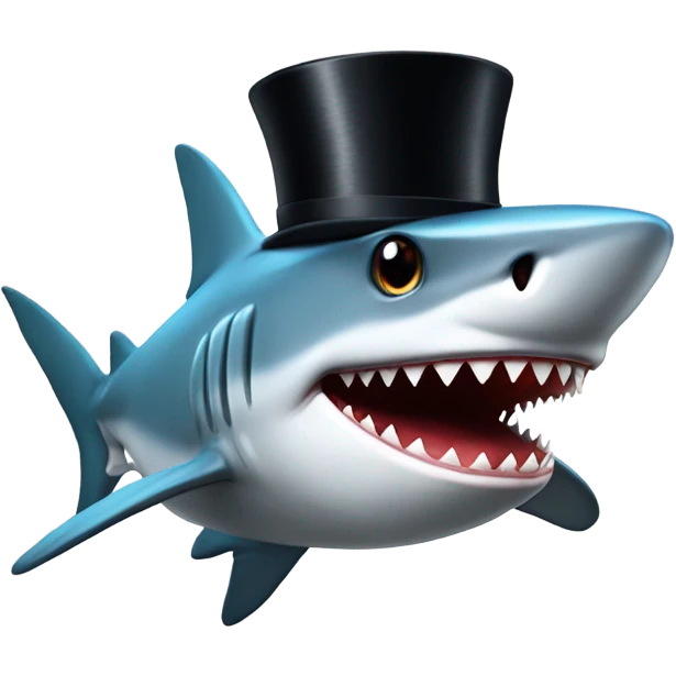 Shark with a top hat emoji