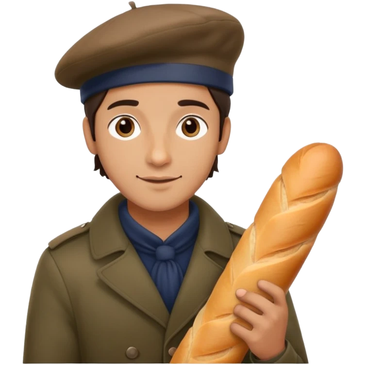French man with baguette and beret  emoji