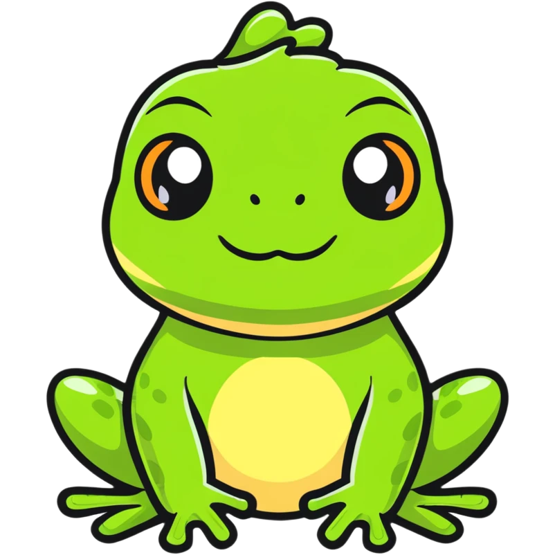 Sofia Froge frog character with big eyes and cute expression in sticker style emoji