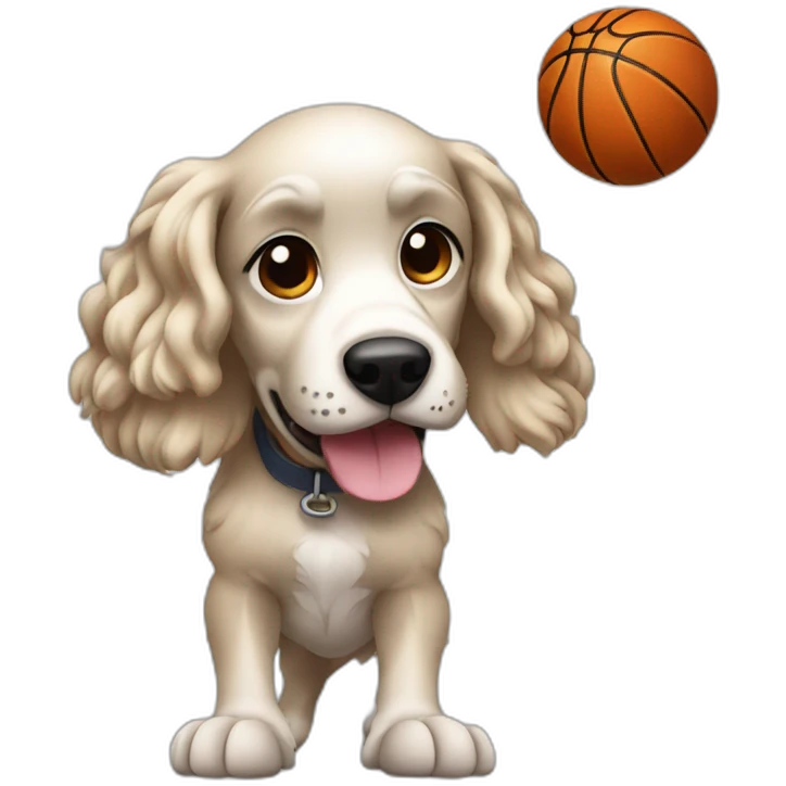 cocker fire black playing basketball emoji
