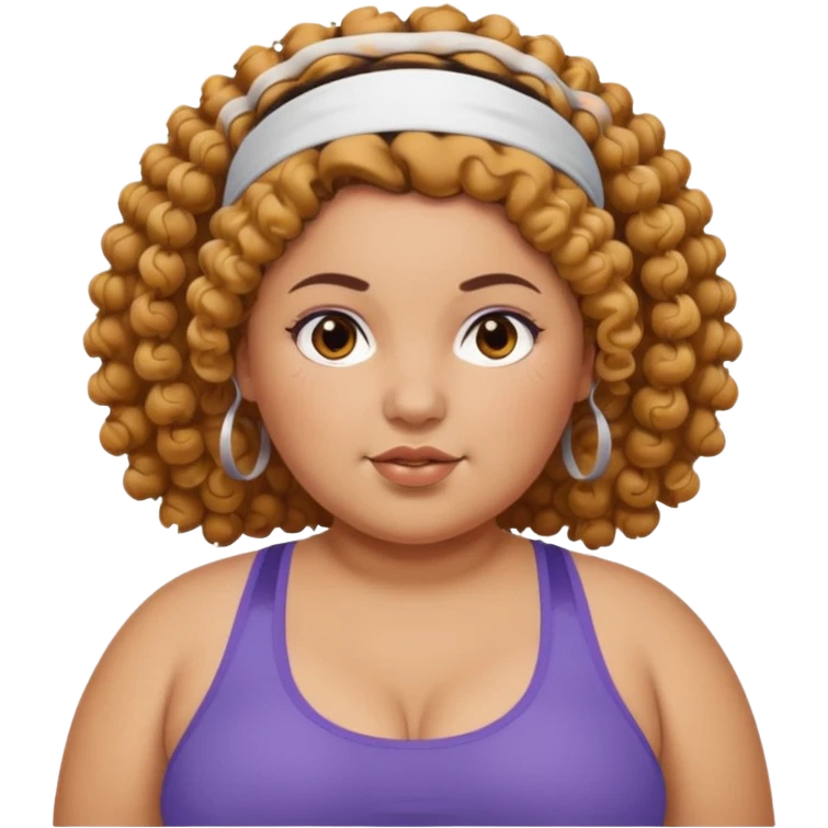 curly fat girl with headband, sportsy emoji