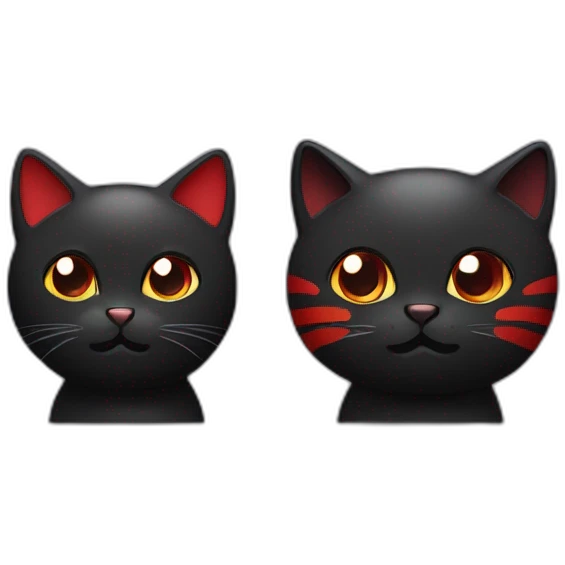 Two super cute cats, black and red emoji