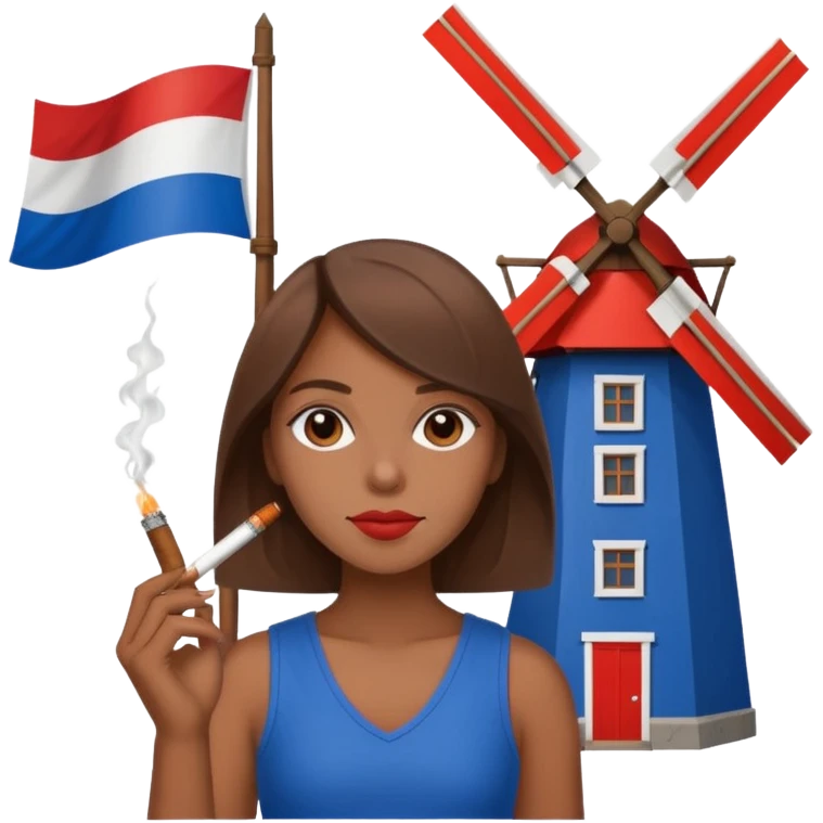 Windmill with a dutch flag and a girl smoking a blunt emoji