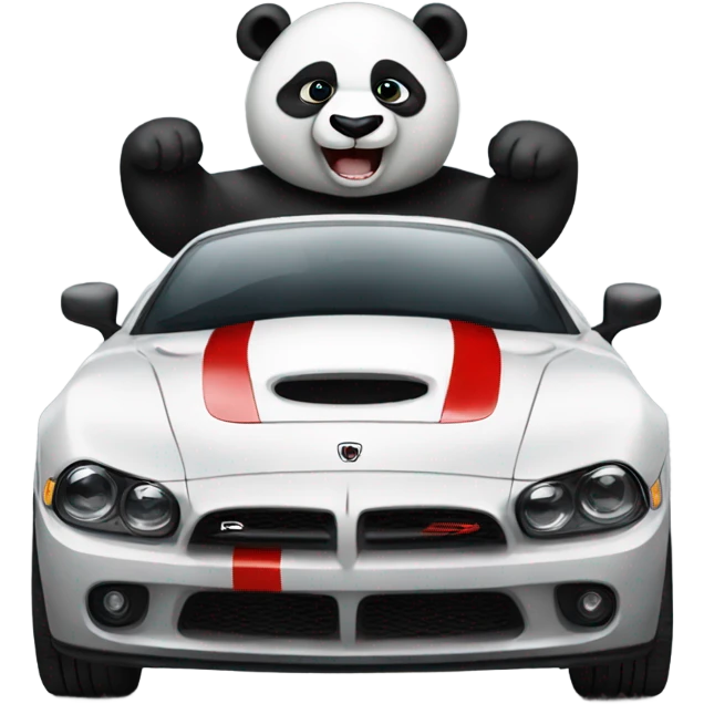 panda driving a dodge srt hell car  emoji
