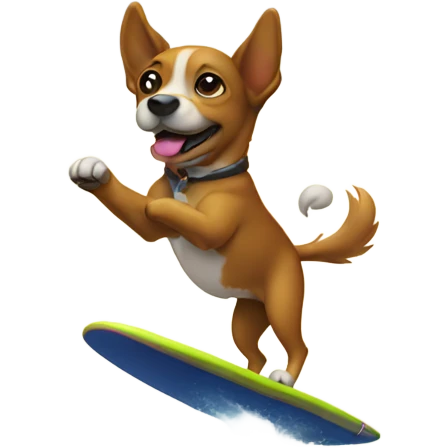A dog doing a handstand surfing emoji