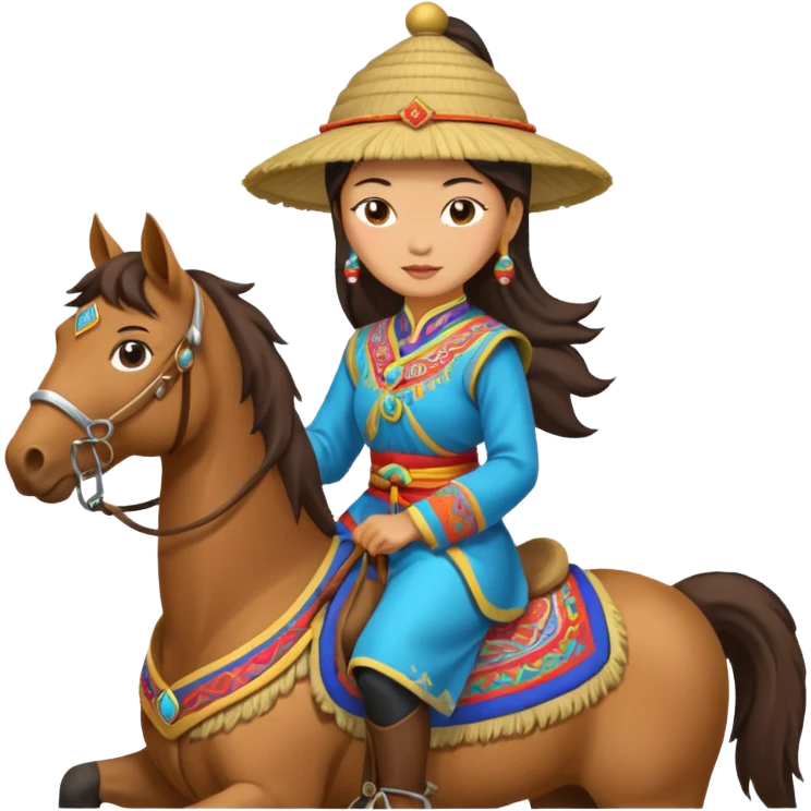 mongolian woman on horse emoji