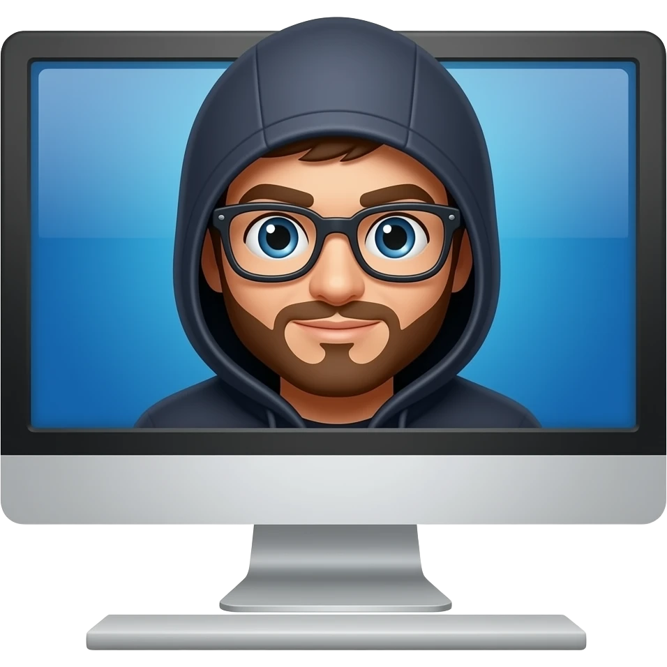 Hacker on the computer front view emoji