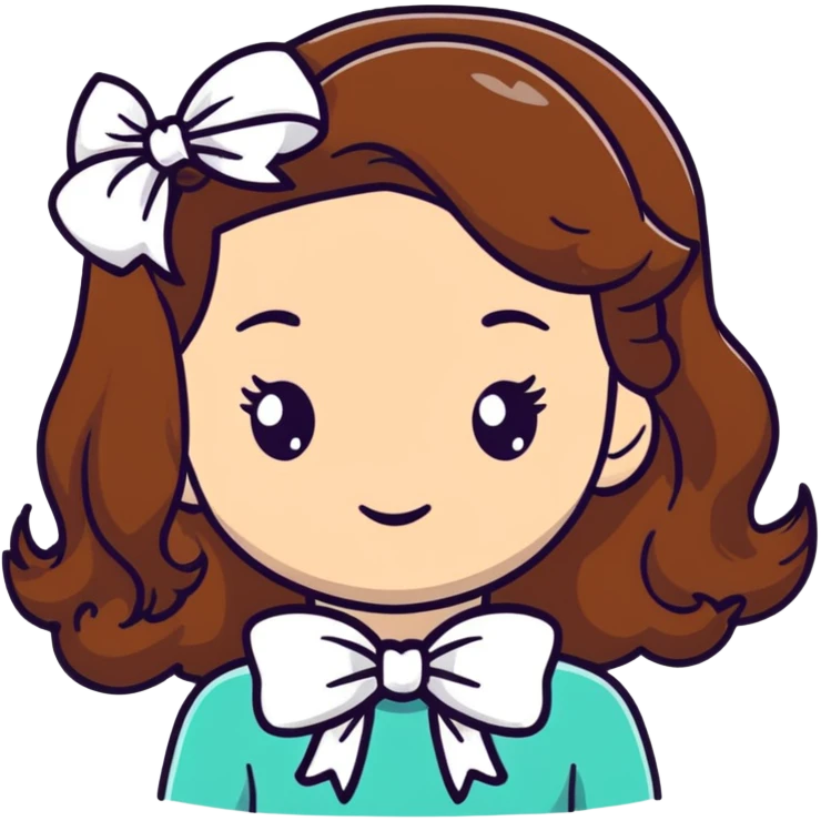 White girl with brown wavy hair and white bow on her head emoji