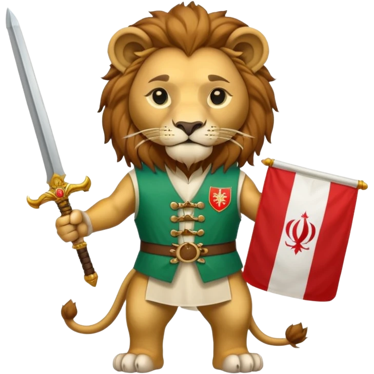 شیر شمشیر به دست در وست پرچم ایران emoji