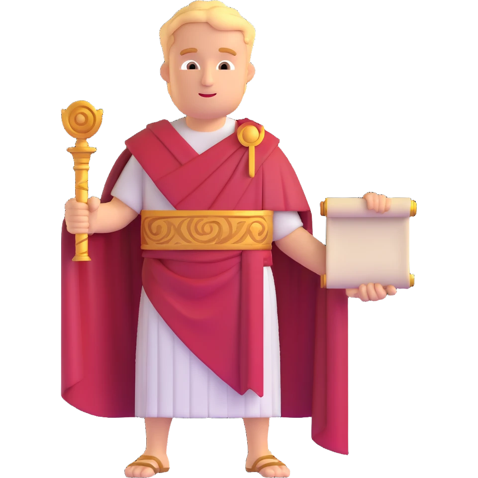 Tiberius Gracchus holding a scroll, Roman toga emoji