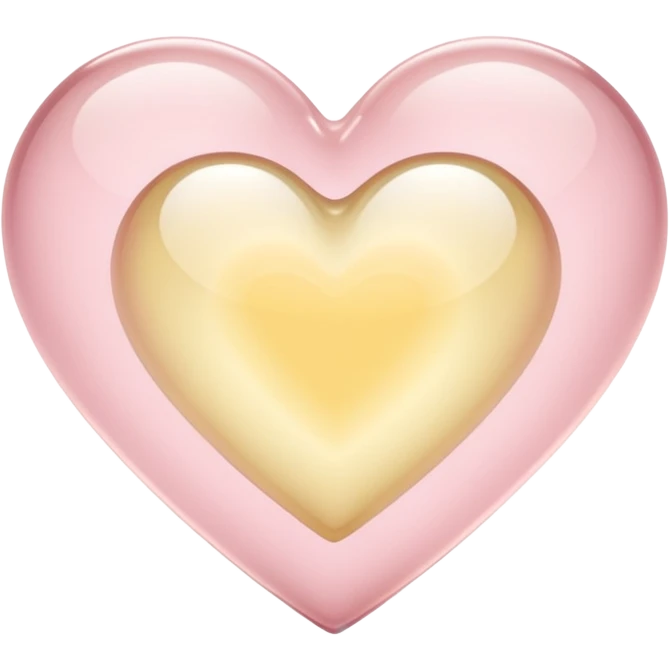Glass heart in soft pink, beige and yellow pastel light emoji