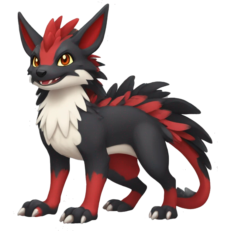 Anthro Cute cool black red nargacuga animal hybrid Fakemon full body emoji