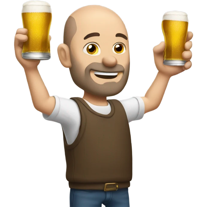 Balding brown hair man smoking cigarette and drinking beer emoji