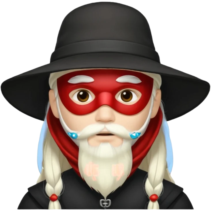 masked Boy with hat long white hair & bearded emoji