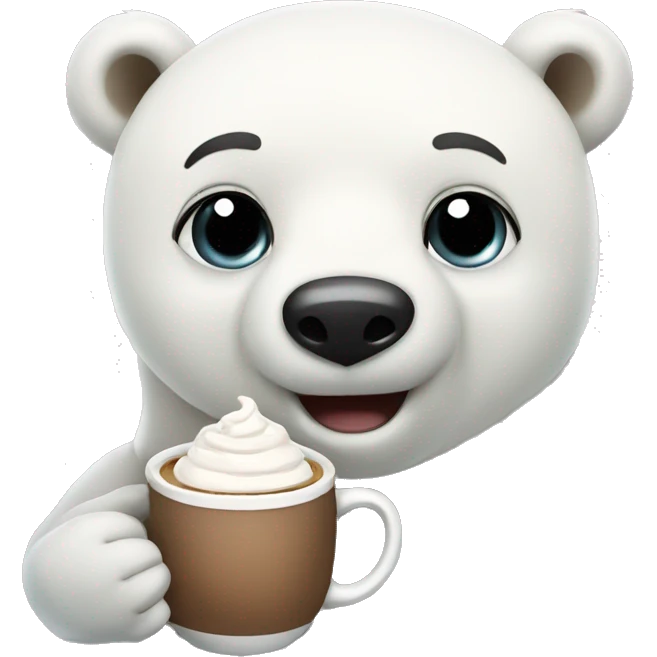 Polar bear with hot coco emoji