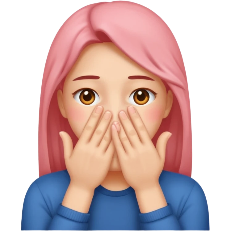 😳 emoji blushing and completely covering face with hands because they are flustered and embarrassed, face is very flushed emoji