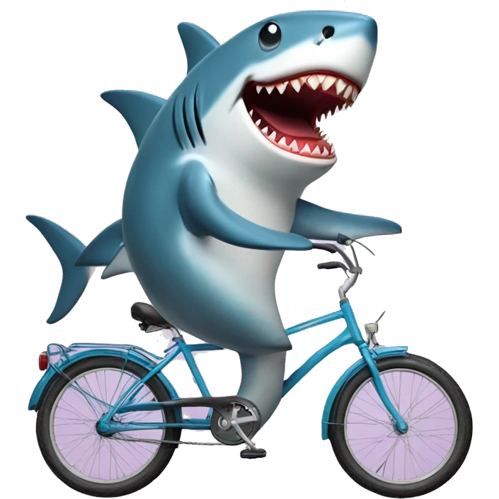 Shark on bycicle with icecream emoji