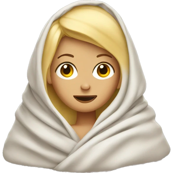 blonde girl wrapped in a blanket emoji