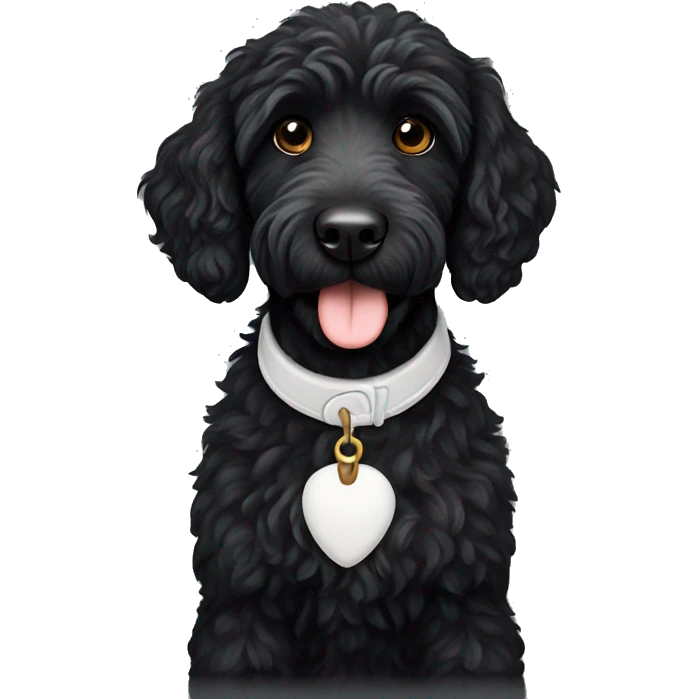 black labradoodle with small white  emoji