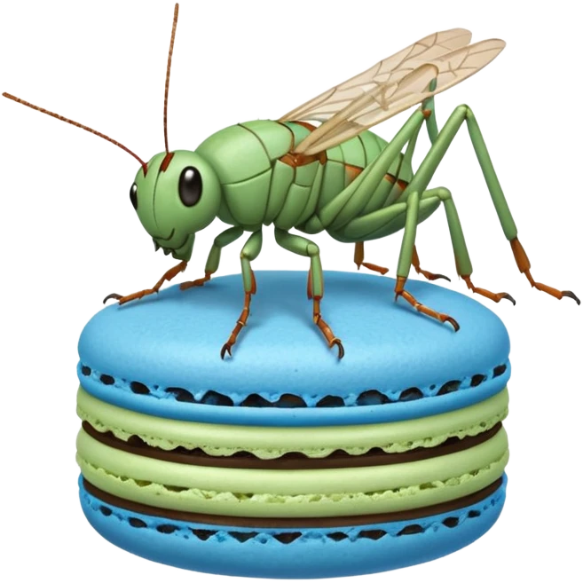 A cricket on a blue macaron emoji